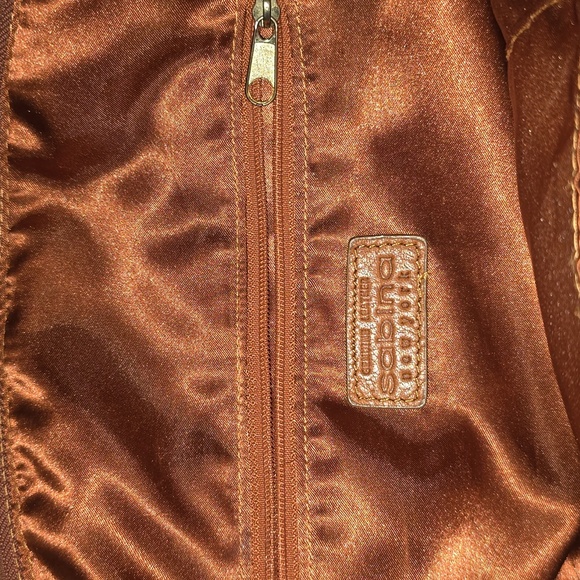 Sabina New York Brown Leather Hobo Handbag Pleated Rounded Zippers 18x13" - Picture 12 of 13